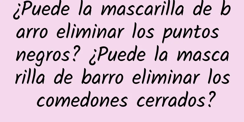 ¿Puede la mascarilla de barro eliminar los puntos negros? ¿Puede la mascarilla de barro eliminar los comedones cerrados?