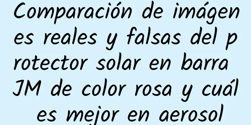 Comparación de imágenes reales y falsas del protector solar en barra JM de color rosa y cuál es mejor en aerosol