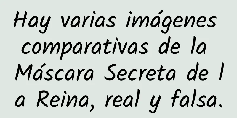 Hay varias imágenes comparativas de la Máscara Secreta de la Reina, real y falsa.