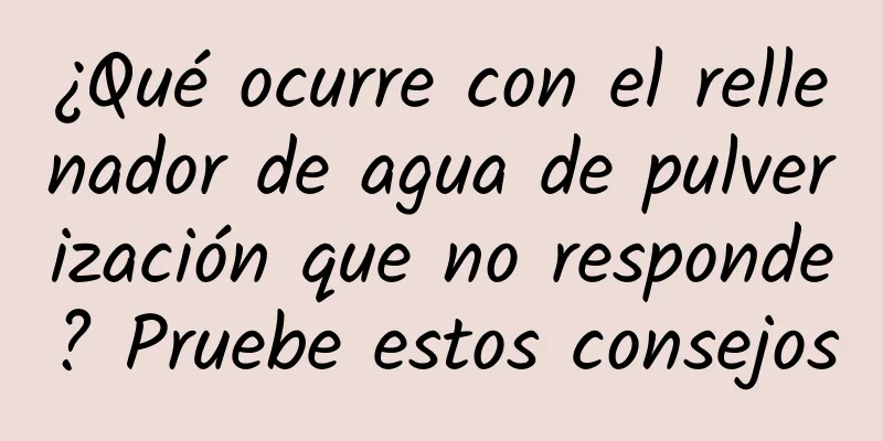 ¿Qué ocurre con el rellenador de agua de pulverización que no responde? Pruebe estos consejos