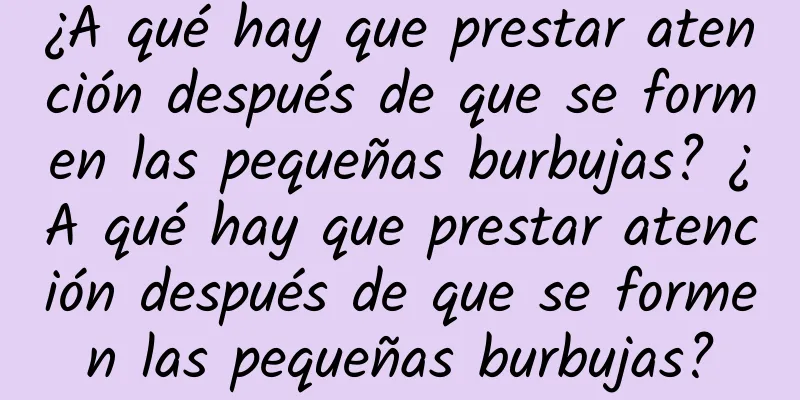 ¿A qué hay que prestar atención después de que se formen las pequeñas burbujas? ¿A qué hay que prestar atención después de que se formen las pequeñas burbujas?