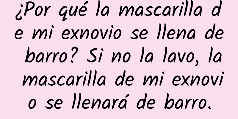 ¿Por qué la mascarilla de mi exnovio se llena de barro? Si no la lavo, la mascarilla de mi exnovio se llenará de barro.