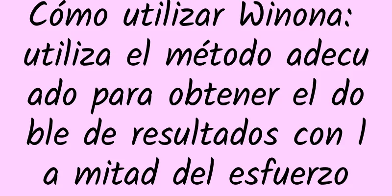 Cómo utilizar Winona: utiliza el método adecuado para obtener el doble de resultados con la mitad del esfuerzo